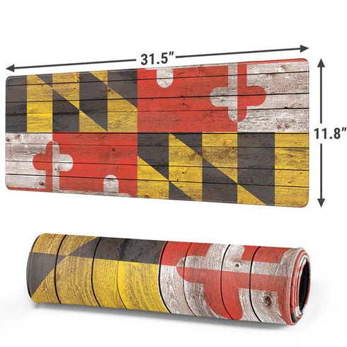 Maryland Flag Dark Wood Gaming Mouse Pad